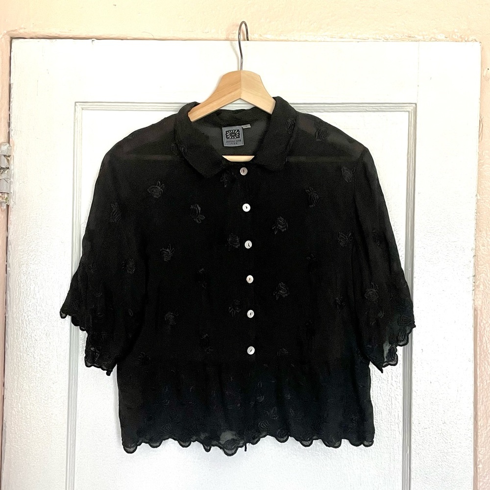 Vintage embroidered button-up blouse